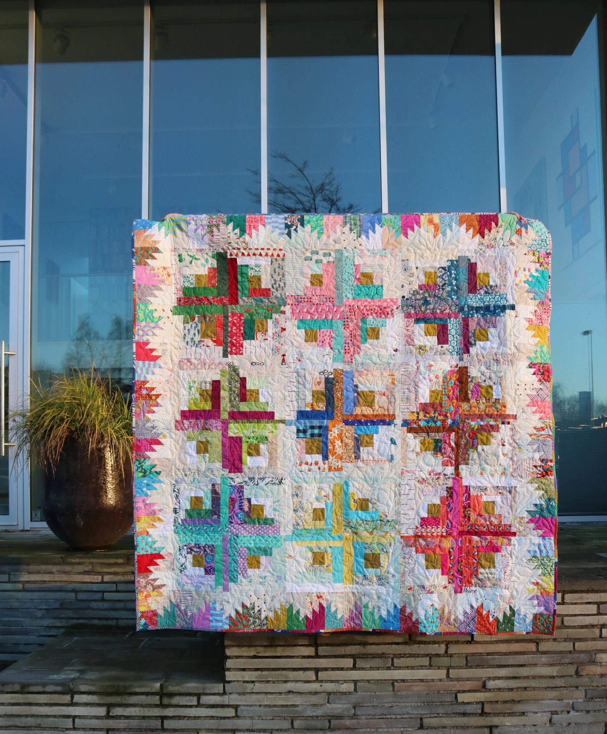 hisago様ご確認✝️SCRAP QUILT FREE RAG✝️ Scrap+Cabin+quilt+vertical.+